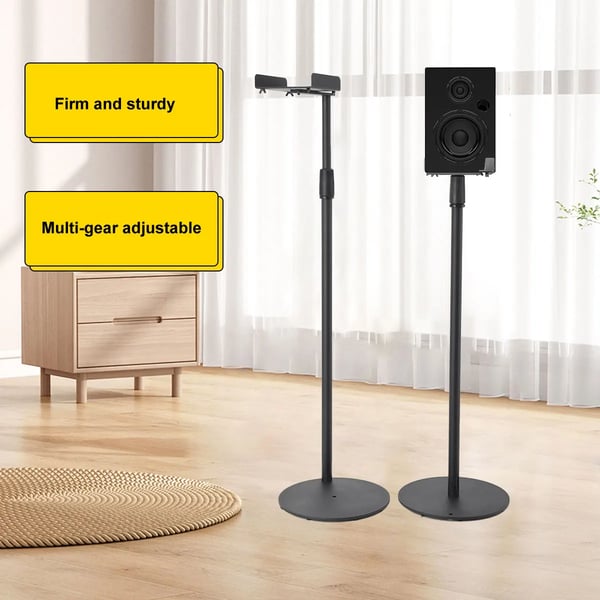 Højttalerstativer, Højdejusterbare 75-140 cm, Rustfrit Stål Materiale, 360° Rotation, Stabil Base Design, Pladsbesparende