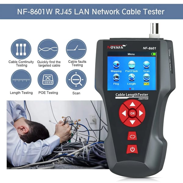 Netværkskabeltester, POE-test, længdemåling,NF-8601
