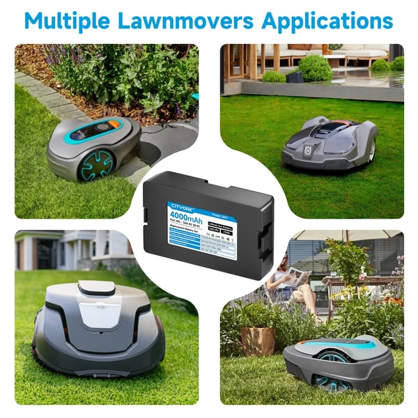 Batteri för robotgräsklippare, 4000 mAh kapacitet, 18 V spänning, 137 x 80 x 38 mm mått, 420 g vikt, kompatibel med Husqvarna- och Gardena-modeller