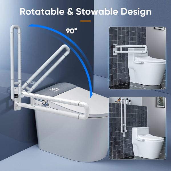 Toiletarmstøtte, Foldbart Design, Høj Belastningskapacitet, Forbedrede Sikkerhedsfunktioner