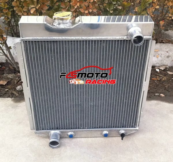 Aluminiumkøler, 418mm x 438mm x 56mm kerne, 547mm x 498mm x 116mm samlet, 3 rækker, kompatibel med FORD Mustang V8 1964-1966