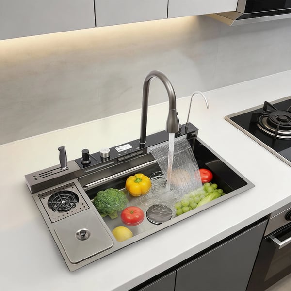 Køkkenvask, Arbejdsstationsdesign, Holdbart Rustfrit Stål,som vist