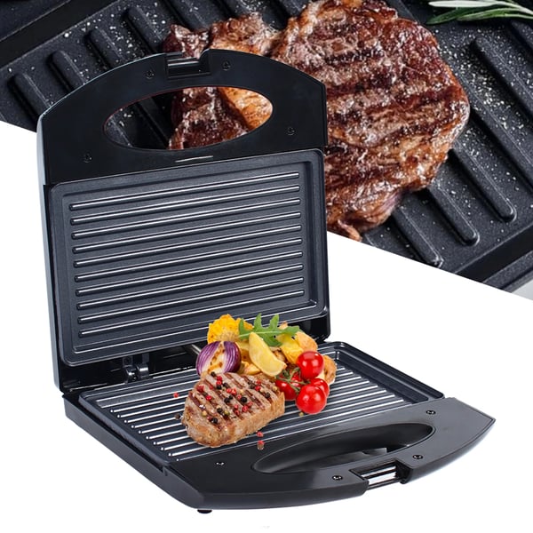 Elektrisk Steak Maskine, Automatisk Opvarmning, Kompakt Borddesign,22cm, Sort