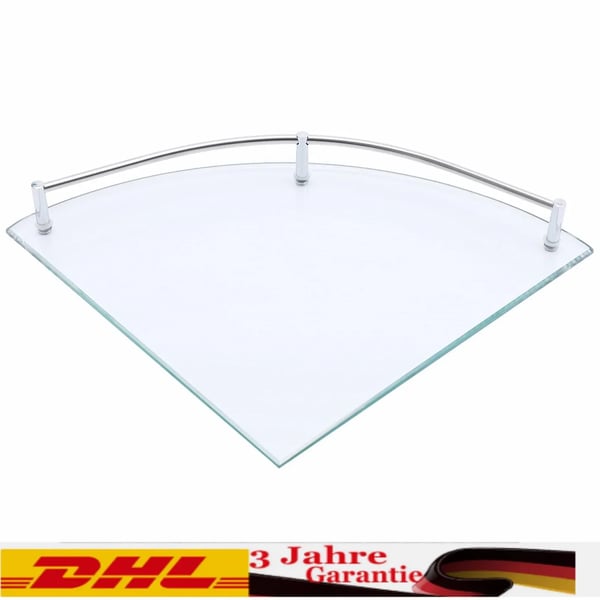 Hjørneshelf, Holdbart Glas og Rustfrit Stål, Pladsbesparende Design,Klar