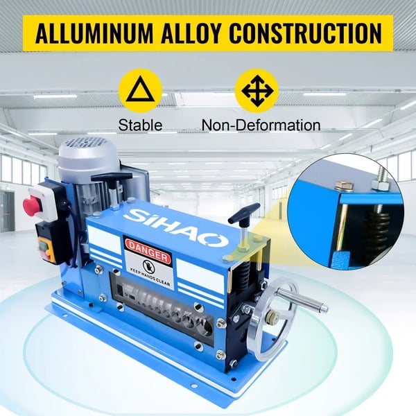 Kabelafisoleringsmaskine, 370W motor, 10 blade, kraftig aluminiumlegering, kompatibel med 0,06-1,5 tommer kabel, brugervenligt design