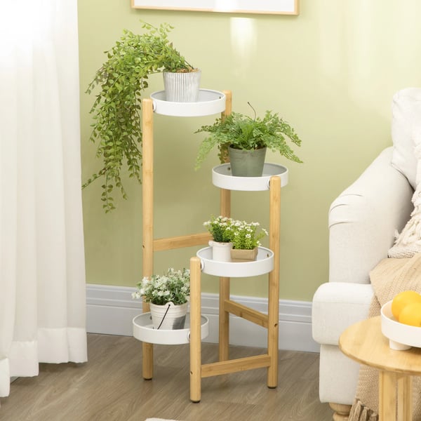 Plante Støtte, Træmateriale, Holdbart Design,Naturlig Hvid, 28X28X80 cm
