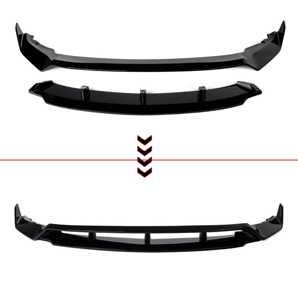 Front Bumper Lip Splitter, Glansende Sort Finish, Holdbar ABS Plast Design,glossy sort