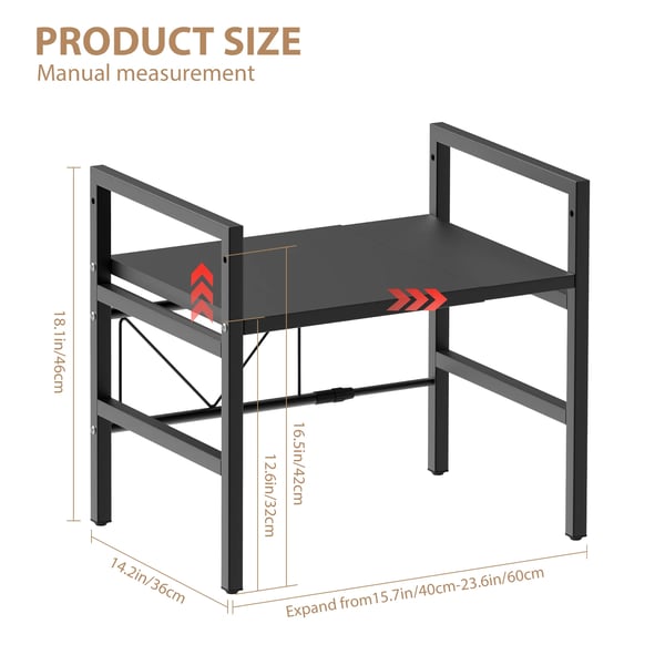 Mikrobølgeovn Hylde, Metal, Justerbar Længde 40-60 cm, Dybde 36 cm, Højde 32/42 cm, Belastningskapacitet 25 kg