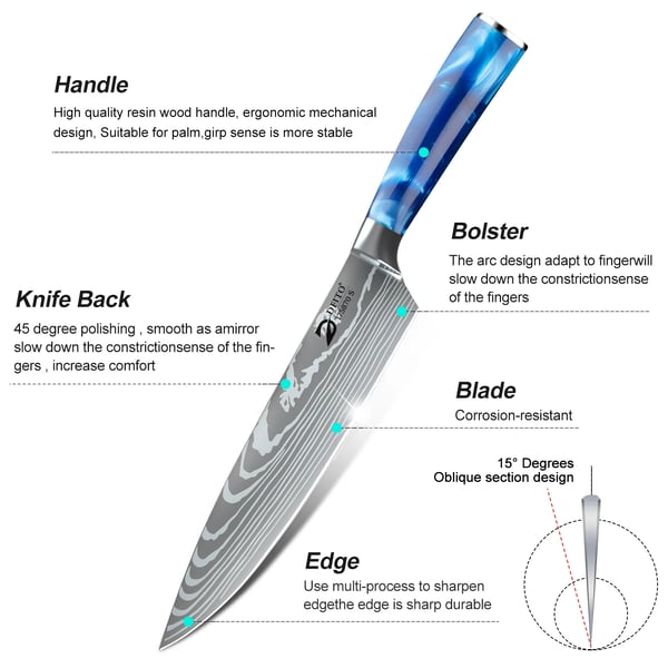 Kokkekniv Sæt, Alsidige Utility Knive, Elegant Design, Miljøvenlige Håndtag