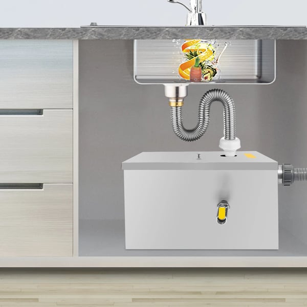 Rostfritt Stål Fettavskiljare, Effektiv Fyra-Stegs Filtrering, Platsbesparande Design, Silver