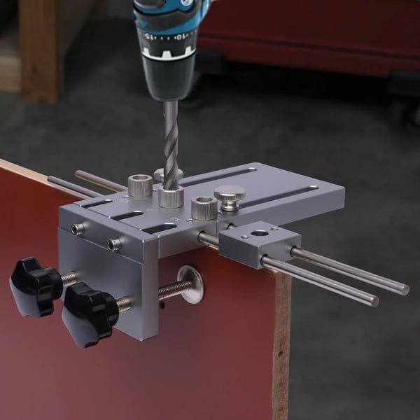 Dowel Gauge Kit, Justerbar Boremaskineguide, Præcisionsærmer,Mørk Grå