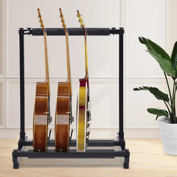 Gitarrställ, hållbart järnkonstruerat, rymmer 3 gitarrer,svart