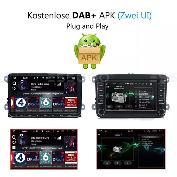 Bilradioadapter, DAB+, Høj lydkvalitet,hær grøn