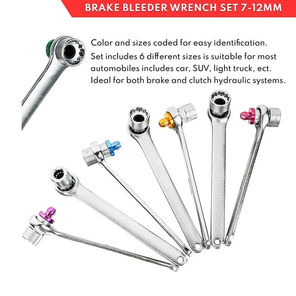 Bremsebleeder Nøglesæt, 7mm, 8mm, 9mm, 10mm, 1,2m Slange
