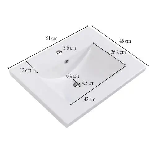 Vaskeskab, 60 cm Bredde, Gulvstående, Højkvalitets Keramik, Ridsefast, Vandtæt Finish