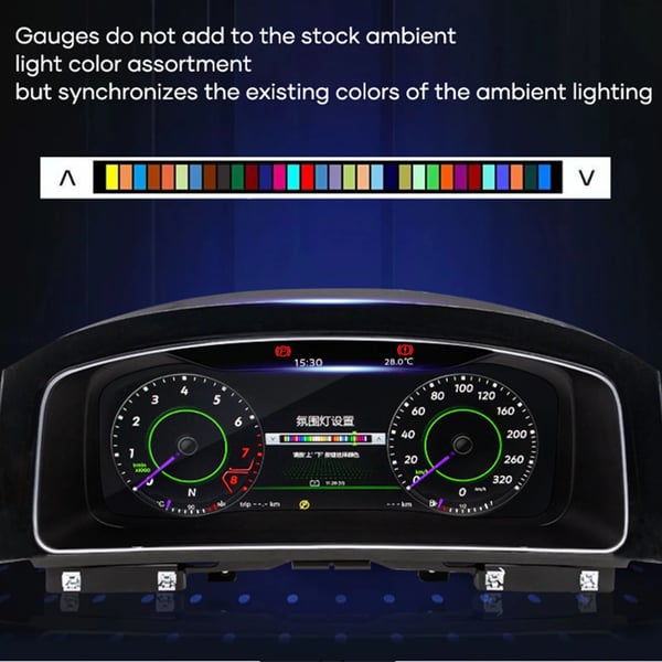Digitalt Instrumentpanel, Kompatibelt med Volkswagen Golf 6 MK6 2010-2014, 10,25 Tommer LED Skærm, Indbygget GPS,sort