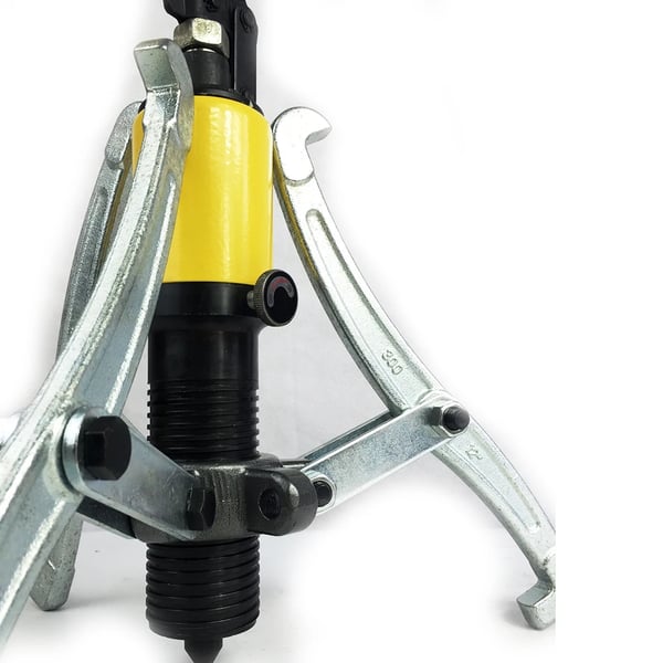 Hydraulinen vetopuristin, 15 tonnin kapasiteetti, 180 mm maksimiulottuvuus, 300 mm maksimihaarukka, säädettävät kaksi/kolme leuka