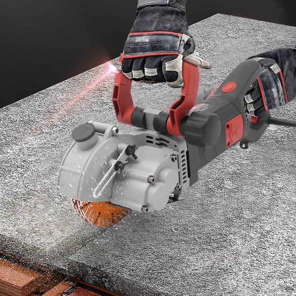 Elektrisk Beton Skæremaskine, 4800W Motor, Justerbar Skæring, Støvfri Drift,Sort Rød Grå, EU
