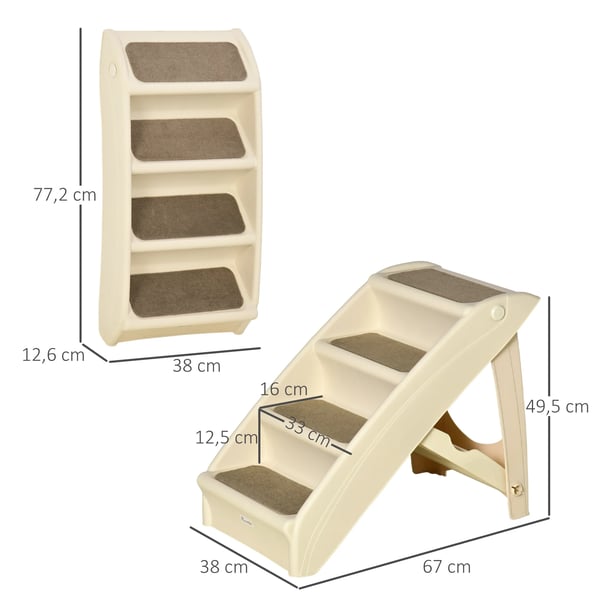 Kæledyrstrin, Holdbart skridsikkert design, Nem adgang for kæledyr,Beige, 67X38X49.5 cm