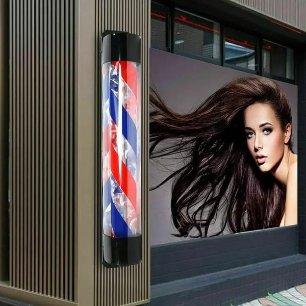 Barber Pole Lys, LED, Dimensioner 90 x 13 cm, Væghængt, Blå og Rød, Én Enhed