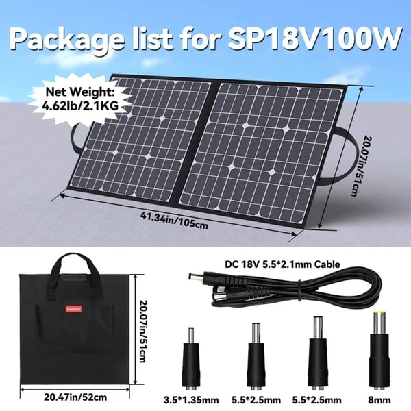 Solpanel Laddare, Bärbar Design, Hög Effektivitet,100W