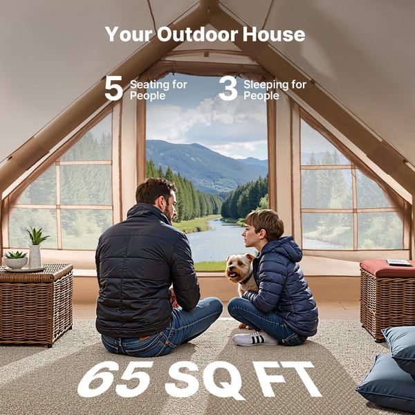 Oppustelig telt, 300D Oxford stof, 9,84 x 6,56 x 6,56 ft, canopy størrelse 8,86 x 6,56 ft, vægt 34,24 lbs, pumpekapacitet 1500CC