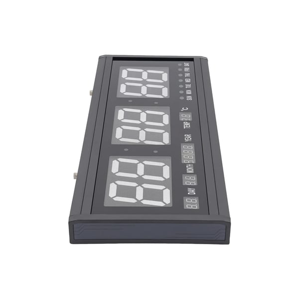 Väggklocka, Högkvalitativ aluminiumlegering, Överdimensionerad LED-display, Visar tid och temperatur, Stöder väggmontering, Tyst drift