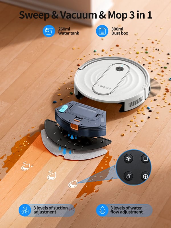 Robotstøvsuger, APP Kontrol, Smart Navigation,Laresar P10