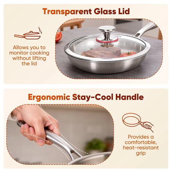 Stegepande, Non-stick Design, Låg Inkluderet,28cm