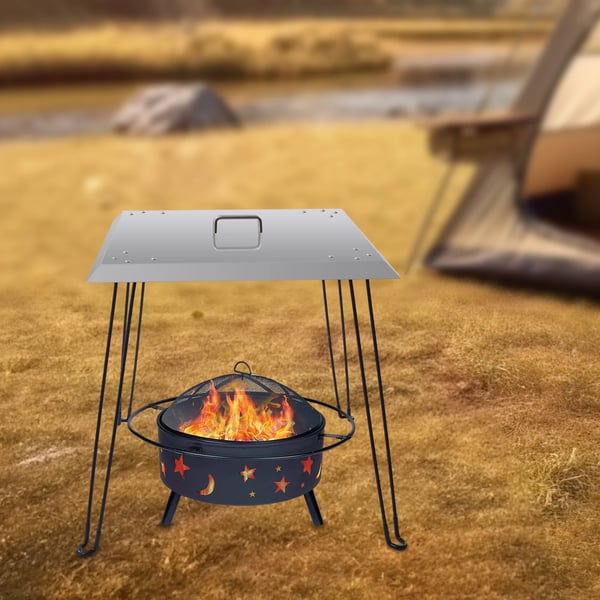Eldstad Värmeskydd, Rostfritt Stål, Fällbar Design,VIT