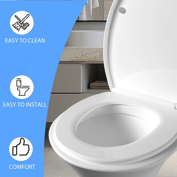 Toiletbræt, Blød Lukke Mekanisme, Nem Installation,HVID