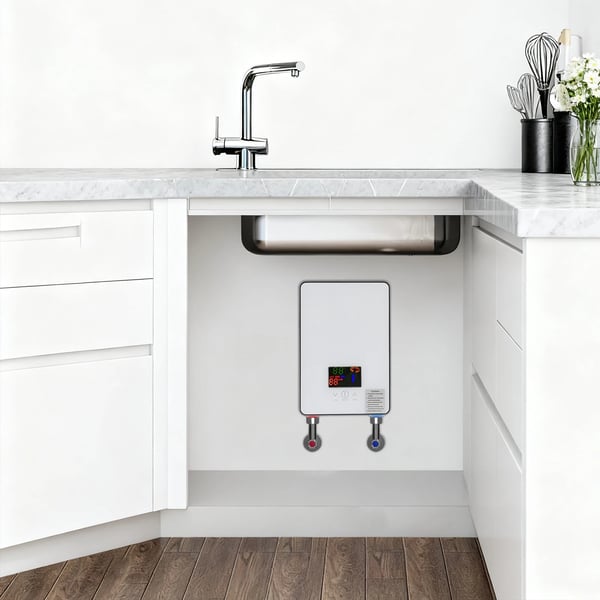 Välitön sähköinen vesilämmitin, kosketusnäyttöohjaus, energiatehokas,VALKOINEN