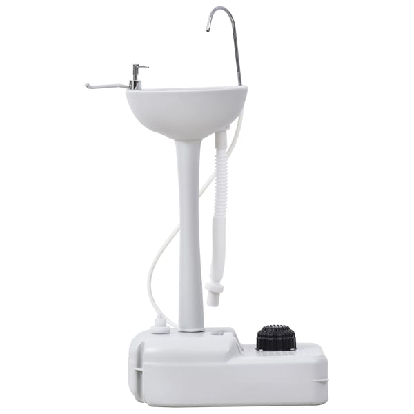 Bærbar vask, 17L vandtank, dimensioner 34,5 x 16 x 34 tommer, holdbart materiale, udendørs kompatibel, letvægts 30 lbs