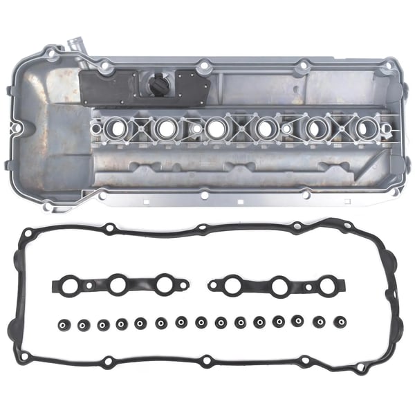 Alumiininen venttiilikansisarja, OEM-numero 11127512839, yhteensopiva BMW-mallien E46, E39, E53, E60, E85 kanssa, sopii 3-sarjan ja X-sarjan malleihin, kestävä rakenne, parannettu moottoriteho