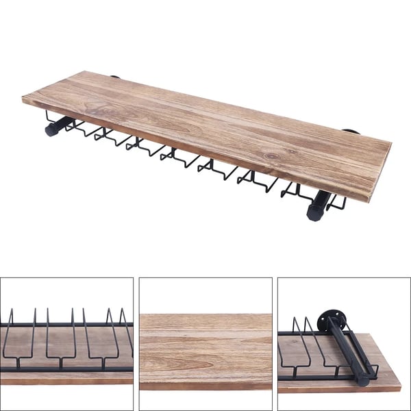 Vinhylde, Fyrretræ og Jern, 92 cm x 25 cm, Væghængt, Industriel Stil, Rektangulær