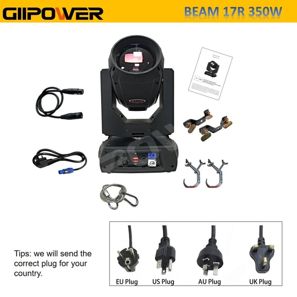 Moving Head Light, 350W Effekt, 16-Kanals Kontrol,1 Lys
