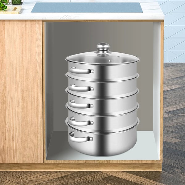 Ångkokare, 5-lagers design, rostfritt stål konstruktion,Silver