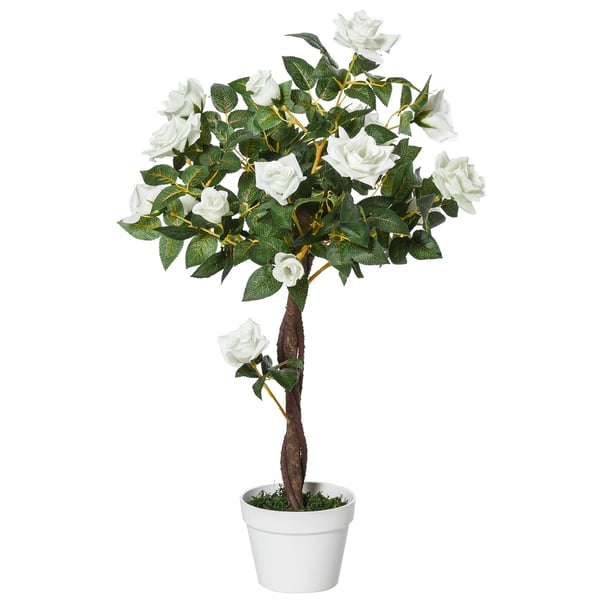 Kunstig Rosenplante, 90 cm Højde, 21 Blomster