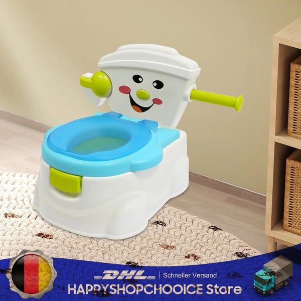 Trænings Toilet, Materiale PP, Dimensioner 36 * 42 * 30cm, Vægt 1.3kg, Farvemuligheder Blå/Grå, Aldersgruppe Babyer