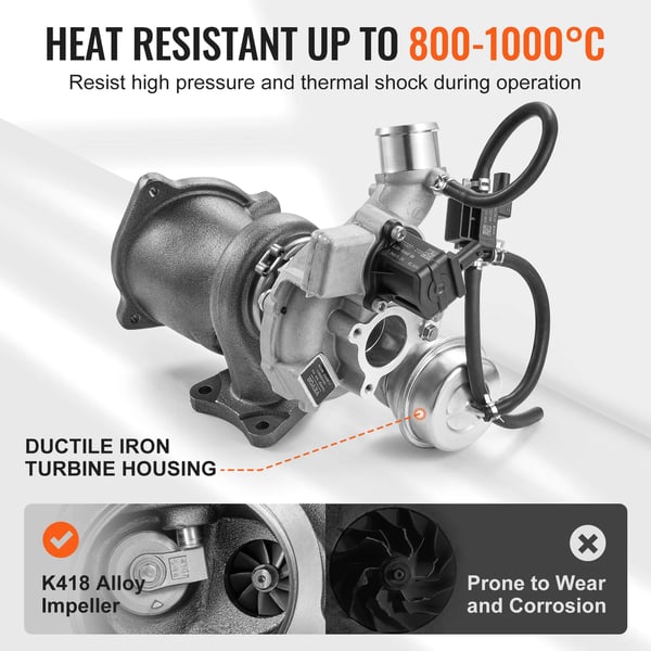Turbocharger, Varmebestandig legering, Kompatibel med Ford Escape 2013-2016, Forbedret motoreffektivitet, Nem installation, Forbedret ydeevne