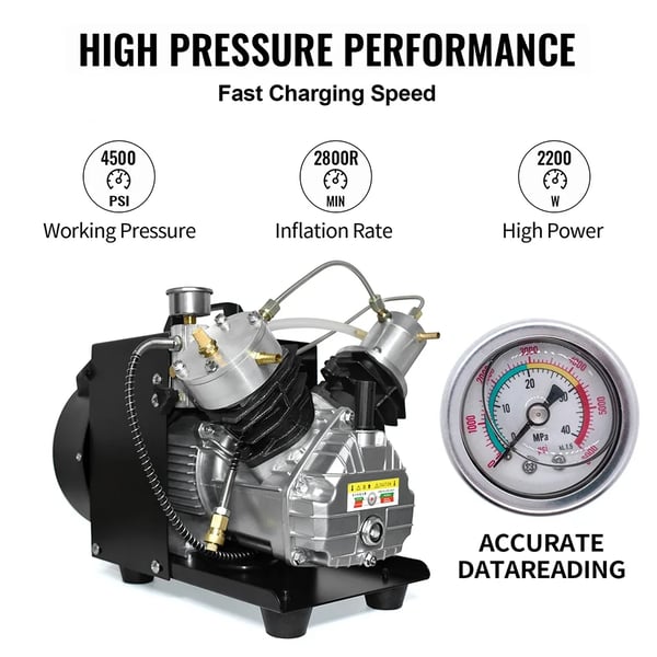 PCP Luftkompressor, Automatisk Aktiveret, Effektivt Kølesystem,Kan rumme 6,8L, 220V