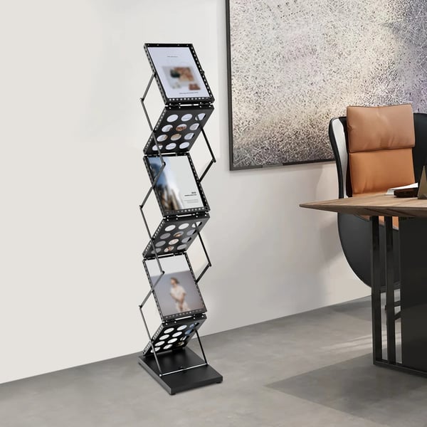 Tidningsställ, Fällbar Design, Hållbar Järnkonstruktion,svart