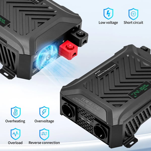 Strømomformer, Dobbelt spændingsindgang, Bærbart design,12V1500W Til 24V3000W