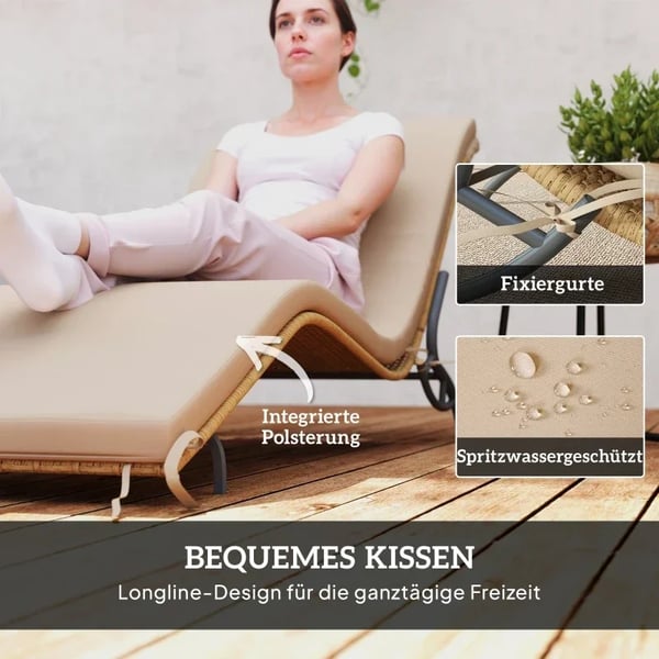 Strandstol, Vandafvisende Materiale, Nem Montering, 166x63x76 cm,166×63×76 cm