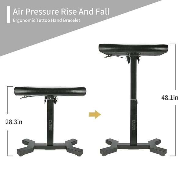 Heavy Duty Tattoo Armrest, Justerbar højde op til 48,1 tommer, Bred panel for komfort,sort