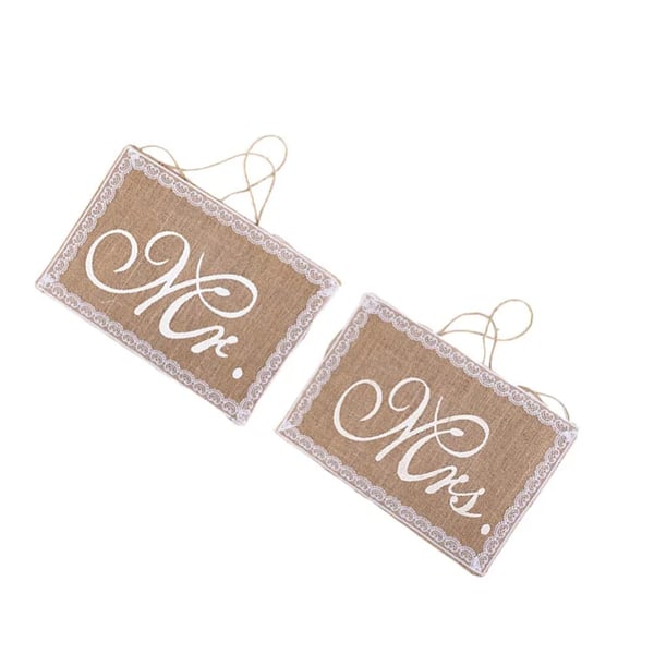 Stolebanner Sæt, Jute og Blonde, Romantisk Bryllupsdekoration,2stk som vist