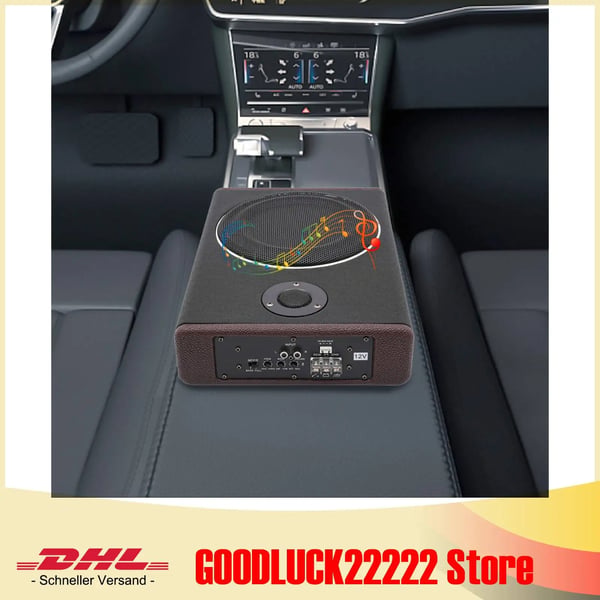 Billyd Subwoofer, 8 Tommer, 200 Watts Nominel Effekt, 600 Watts Spids Effekt, Under Sæde Design, RCA Linje Indgang