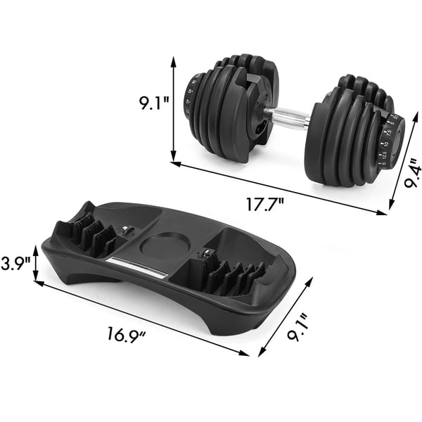 Justerbar håndvægtsæt, 5-40 kg vægtområde, plastbelagt stål, holdbar konstruktion, pladsbesparende design, alsidig vægttræning