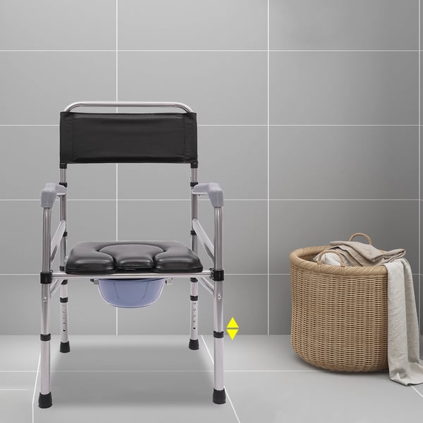 Dusch Fällbar Toalettstol, Justerbar Höjd, Hållbar Design,svart