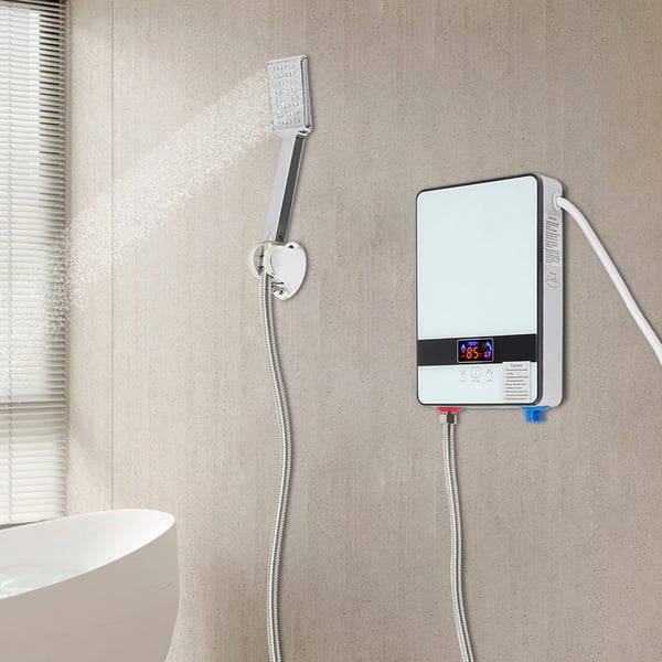 Elektrisk Vandvarmer, Væghængt, LED Temperaturdisplay,HVID